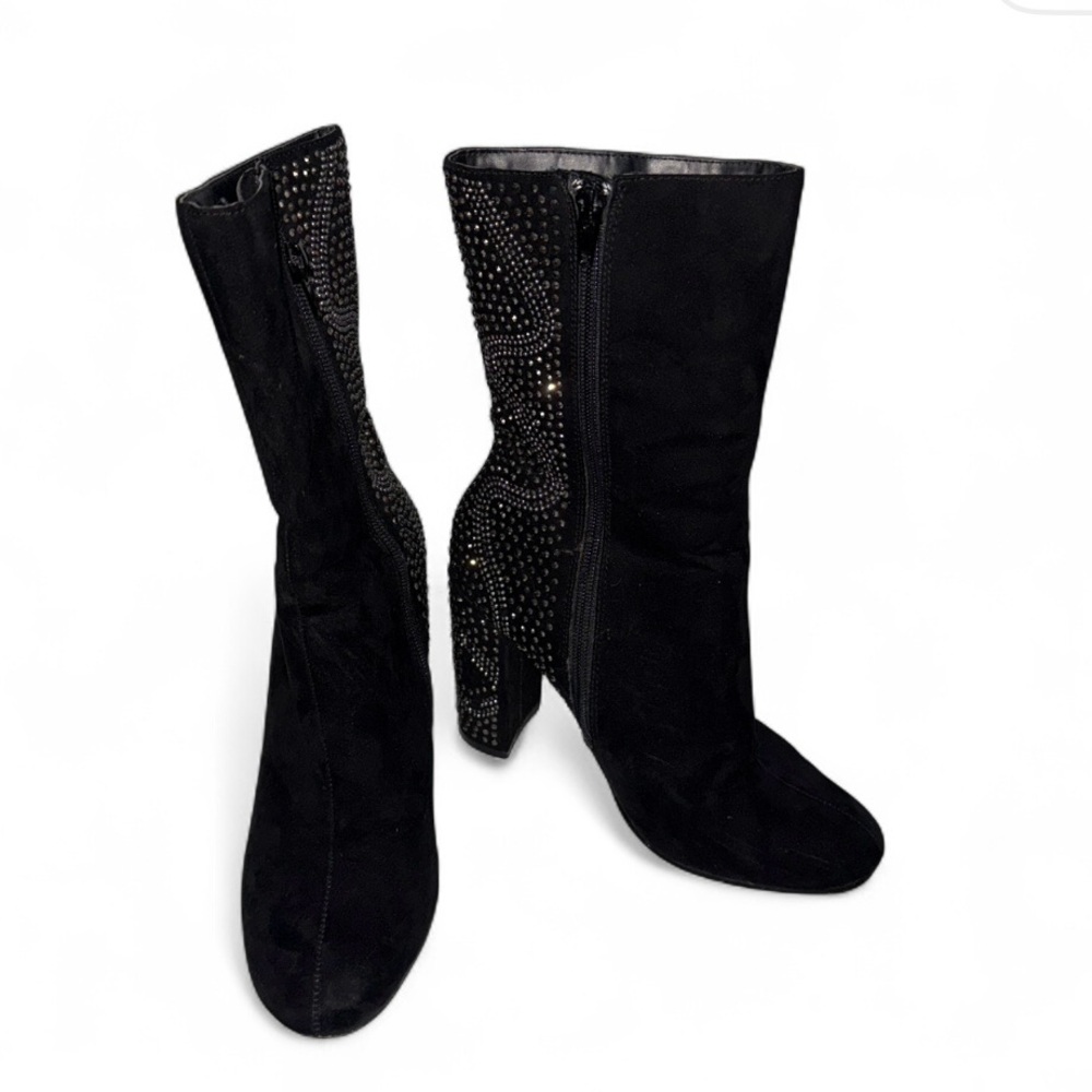 Badgley Mischka Black Heeled rhinestone Boots